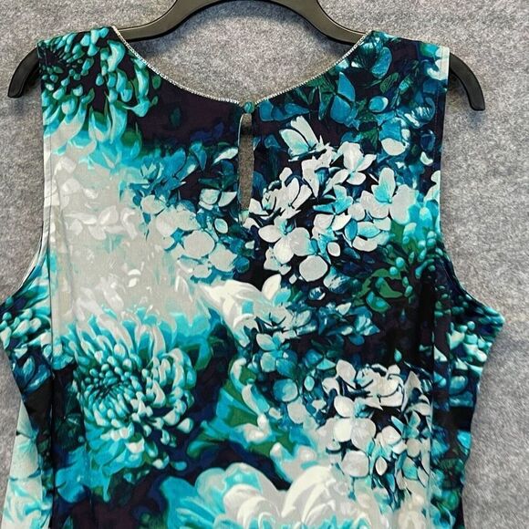NWT WORTHINGTON Tank Top Women's 1X Blue Green Floral Sleeveless Pleated Keyhole - Picture 11 of 14